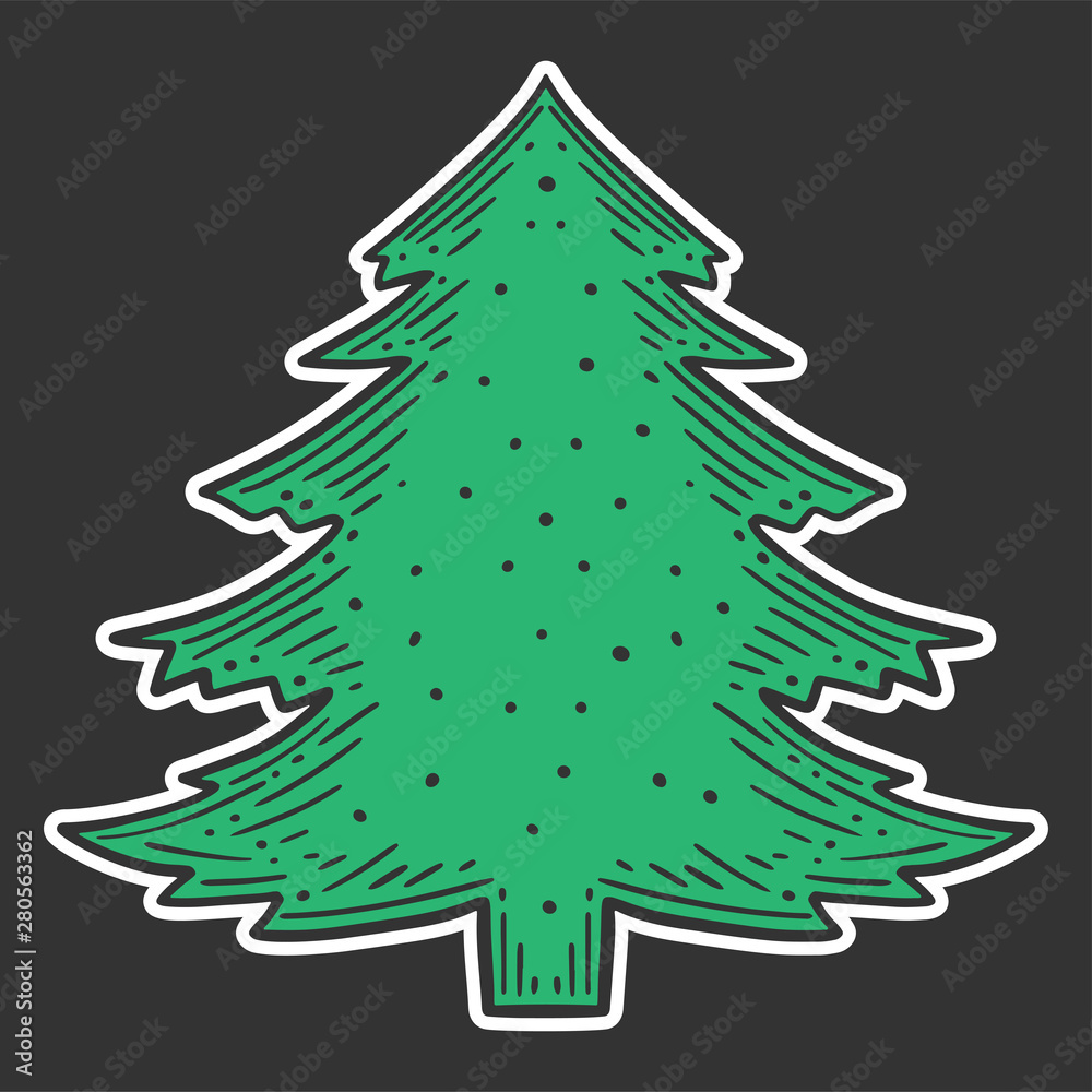 Evergreen pine tree. Vector concept in doodle and sketch style. Evergreen pine tree. Vector concept in doodle and sketch style.