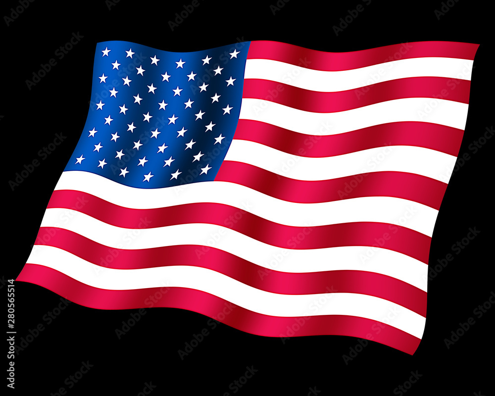 Waving national flag (USA / stars and stripes)