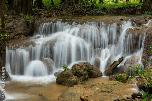 Waterfall in autumn forest, Kanchanaburi, thailand.