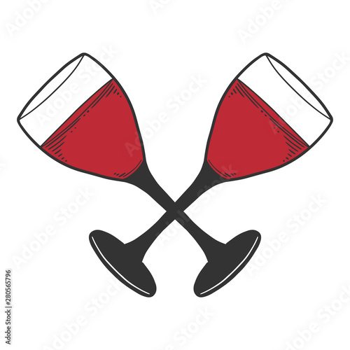 Wine glass. Vector concept in doodle and sketch style.