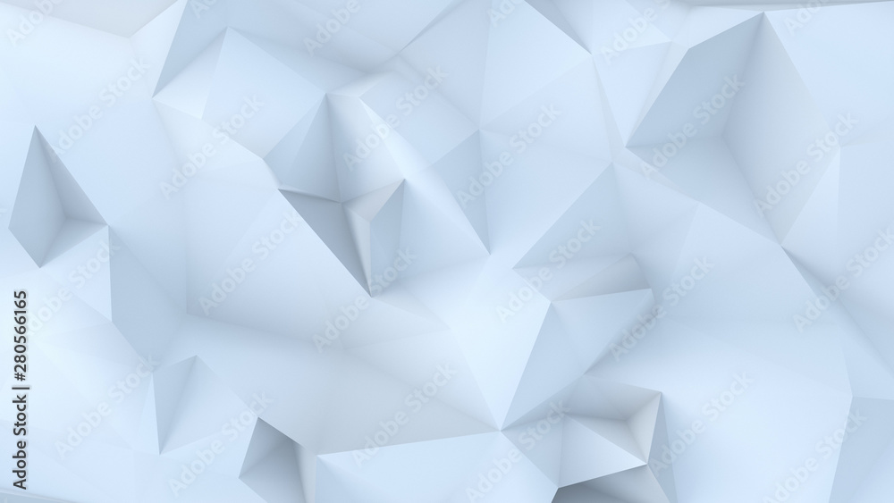 White background. Abstract triangle texture. Low poly white 3d illustration