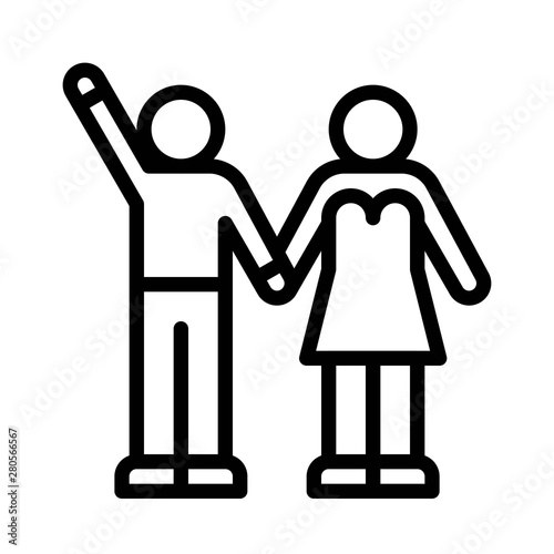 Wedding couple vector, wedding related line style icon