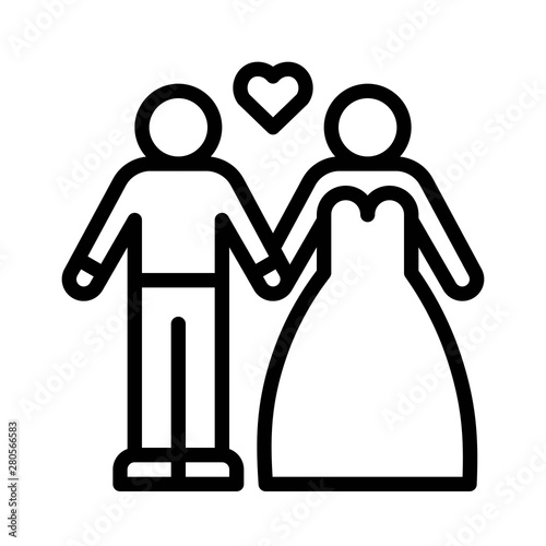Wedding couple vector, wedding related line style icon