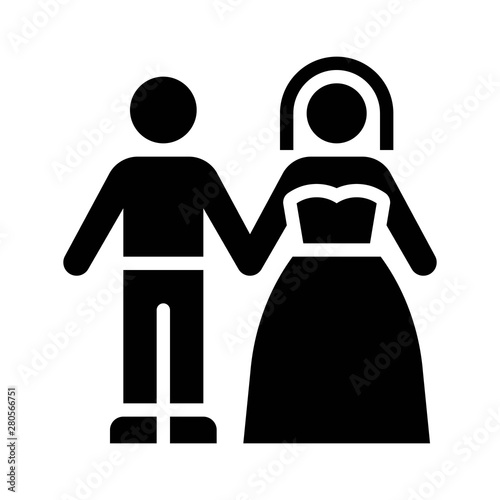 Wedding couple vector, wedding related solid style icon