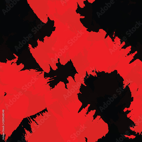 Seamless abstract vector background. Grunge texture is red-black. Pattern for printing on fabric.