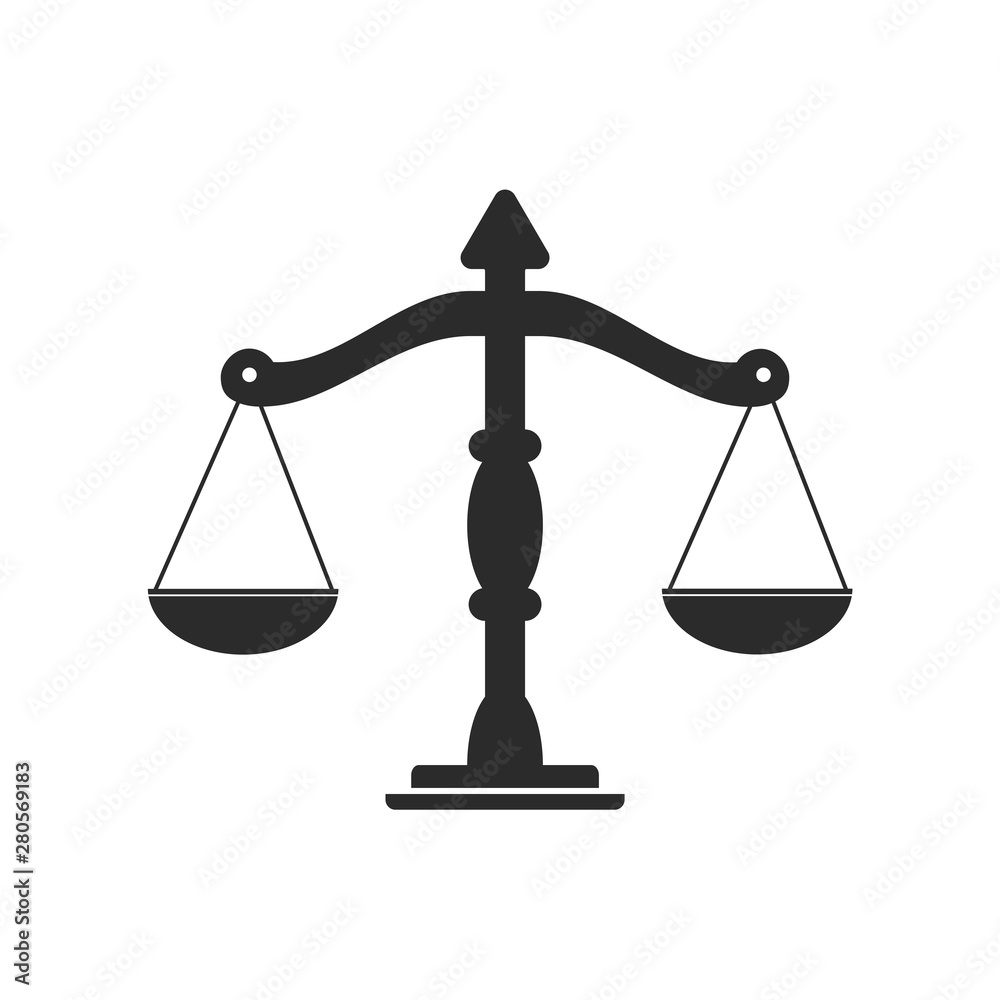 Law scale icon template color editable. justice symbol weight balance sign of law judgment punishment statue vector sign isolated on white background Law scale icon template color editable. justice symbol weight balance sign of law judgment punishment statue vector sign isolated on white background