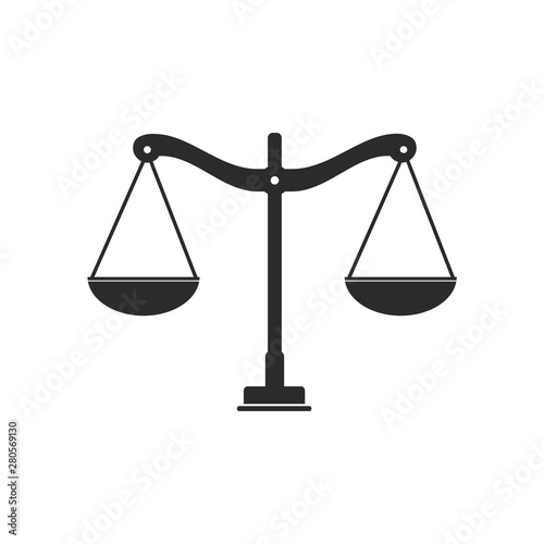 Law scale icon template color editable. justice symbol weight balance sign of law judgment punishment statue vector sign isolated on white background