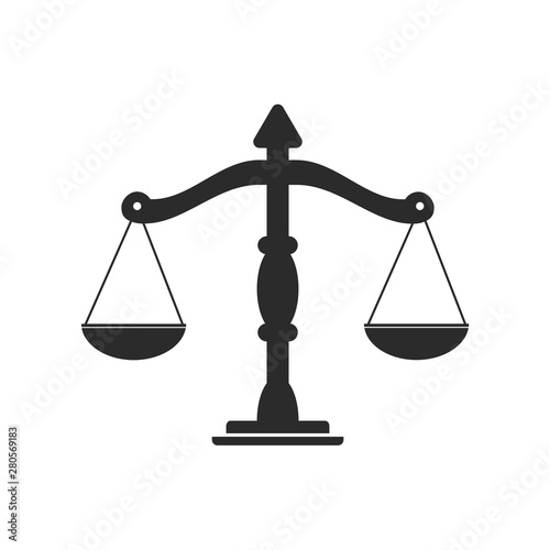 Law scale icon template color editable. justice symbol weight balance sign of law judgment punishment statue vector sign isolated on white background