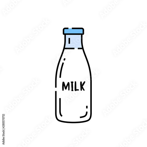 Milk bottle line icon. Fresh dairy drink symbol. Vector illustration.