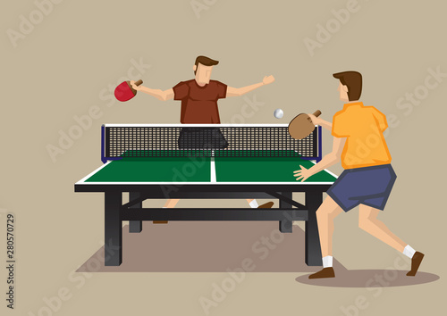 Table Tennis Mens Singles Vector Illustration