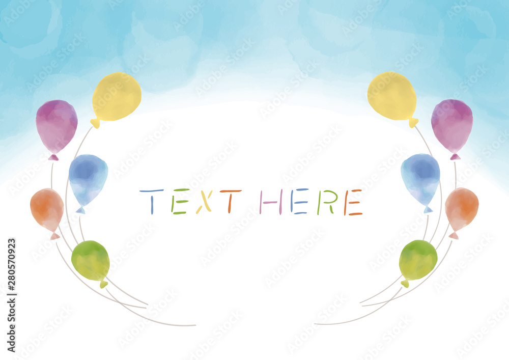 水彩調イラスト素材 青空と風船のデザインフレーム Stock Vector Adobe Stock 水彩調イラスト素材 青空と風船のデザインフレーム Stock Vector Adobe Stock