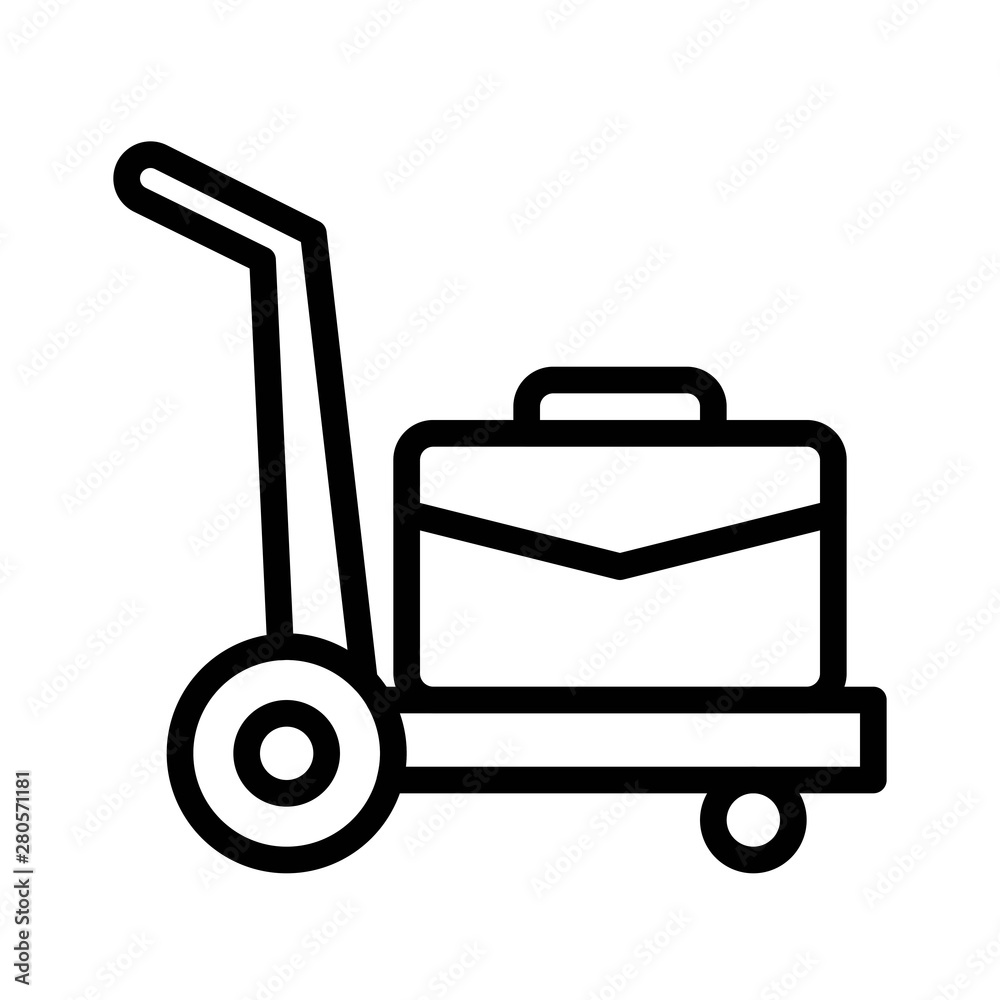 Luggage trolley vector, Baggage line style icon editable outline Luggage trolley vector, Baggage line style icon editable outline