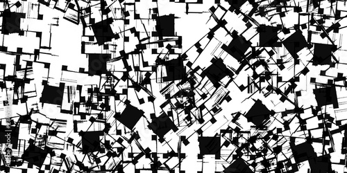 Black and white grunge texture seamless. Abstract monochrome background. Dirty covered with a chaotic pattern on the surface. Vintage old wall in scratches and scuffs.