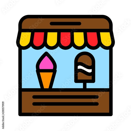 Ice cream parlor vector, filled style editable outline icon