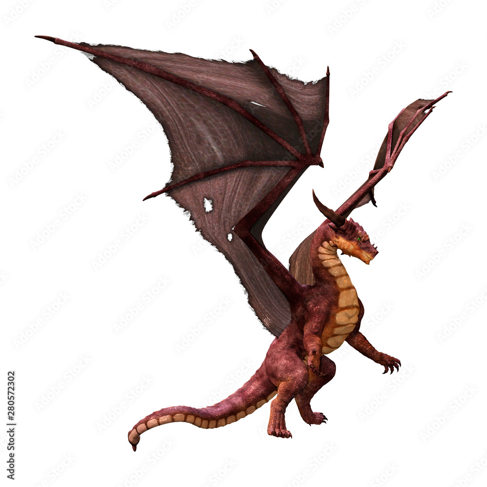 Naklejka premium 3D Rendering Fairy Tale Dragon on White