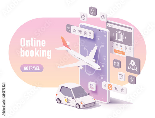 Vector online travel planning and booking concept