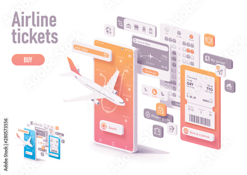 Vector booking airline tickets app template