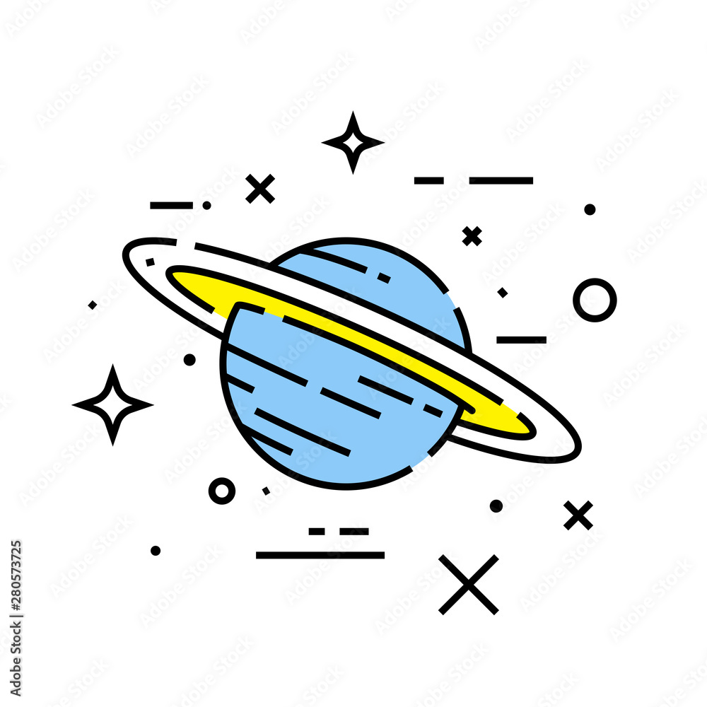 Obraz premium Saturn planet line icon. Cosmos symbol. Space galaxy sign. Vector illustration.