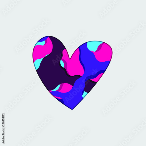 Romance heart colourful art illustration, for love banners, cards