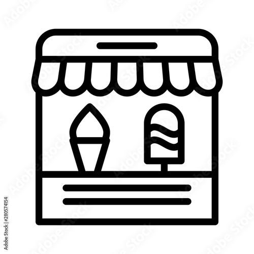 Ice cream parlor vector, grocery store related line style icon