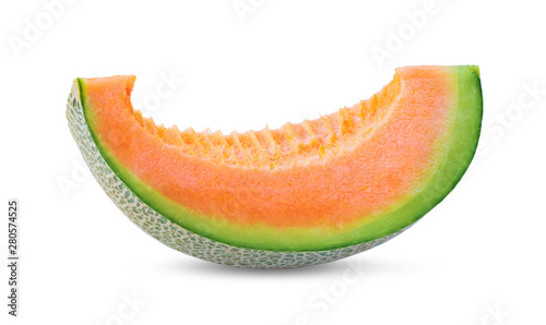 slice cantaloupe melon isolated on white background . full depth of field