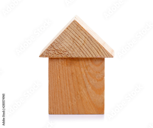 Wooden house model on white background isolation