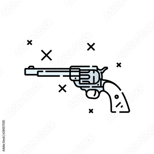 Fotografie, Obraz Western revolver line icon