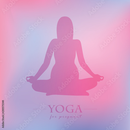 yoga for pregnant women pink silhouette vector illustration EPS10