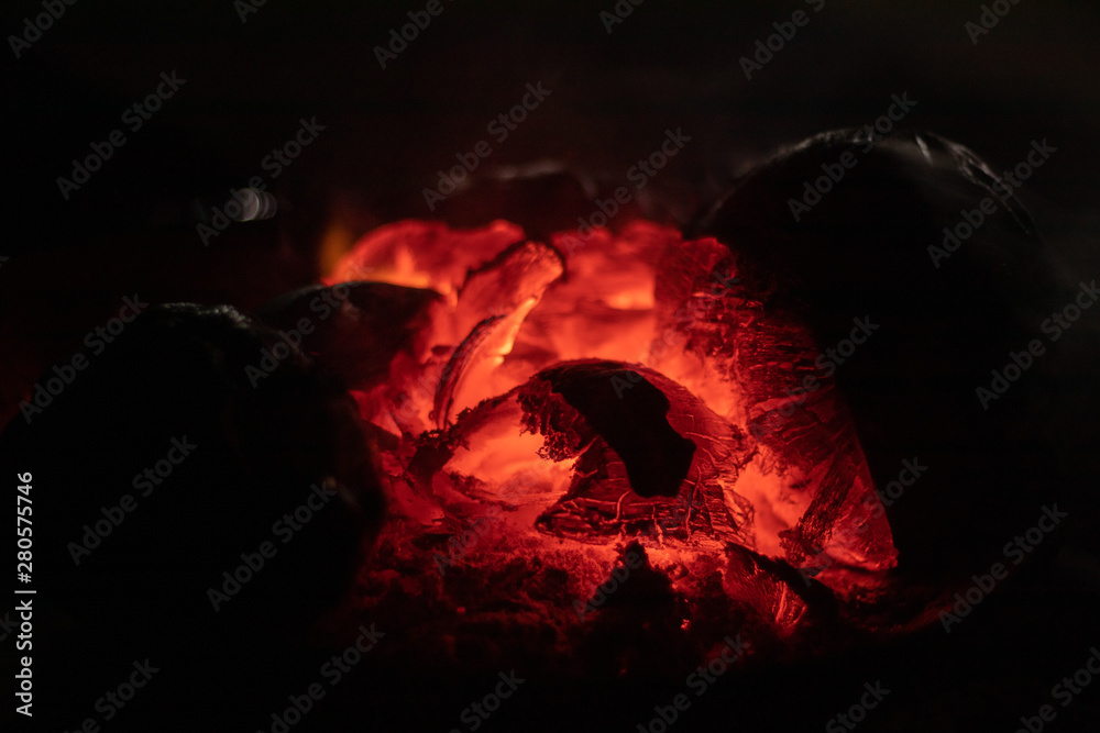 crest of flame on burning wood in fireplace India crest of flame on burning wood in fireplace India