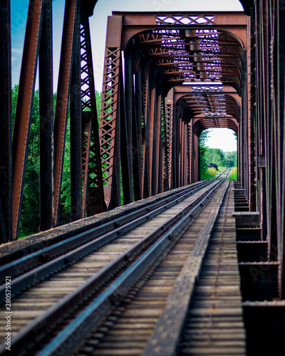 landscape of a railway bridge crossing the river © sebastien