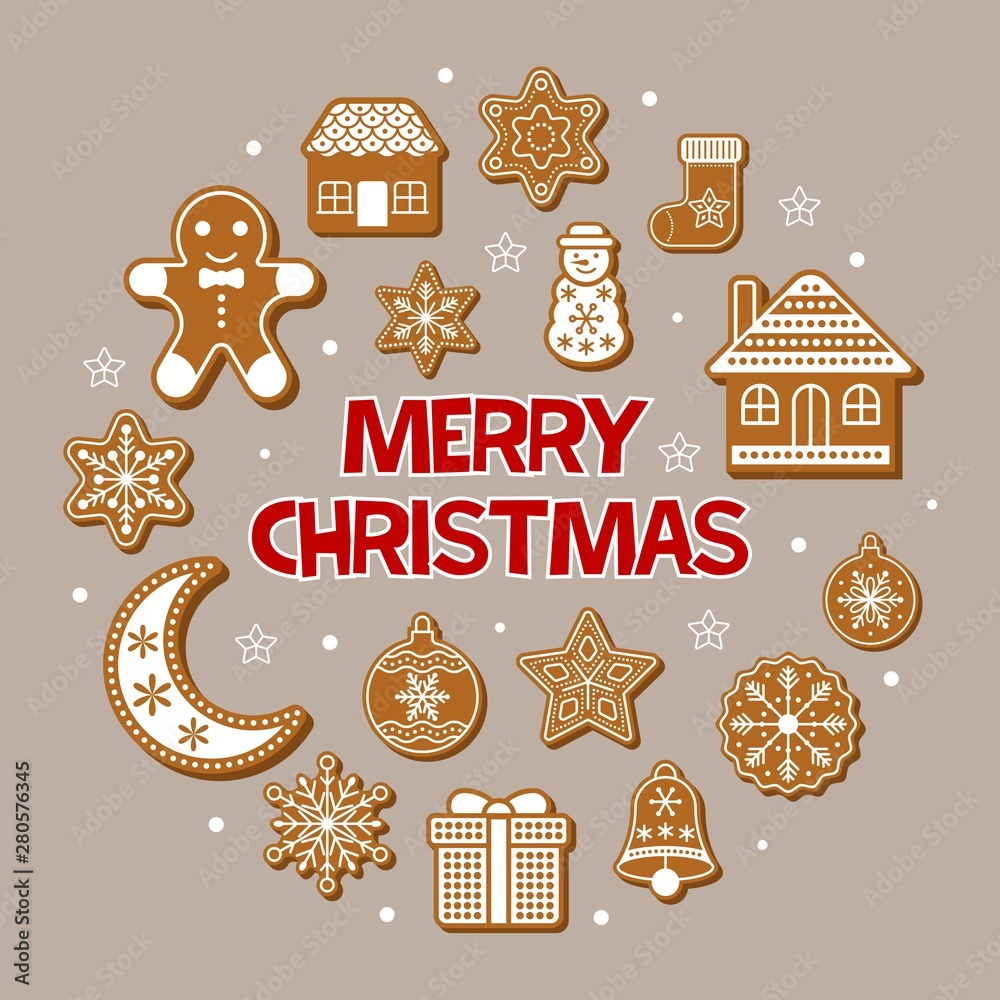 gingerbread cookies arrange as shape for use as poster or background for merry christmas theme editable outline gingerbread cookies arrange as shape for use as poster or background for merry christmas theme editable outline