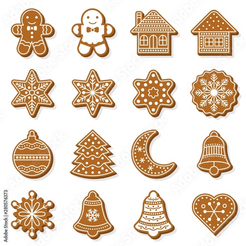 gingerbread for christmas theme, flat design with detail editable outline