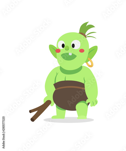 Ork ogre troll cute kid game character 