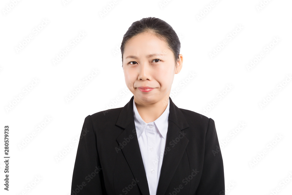 Asian business woman with open hand. Asian business woman with open hand.