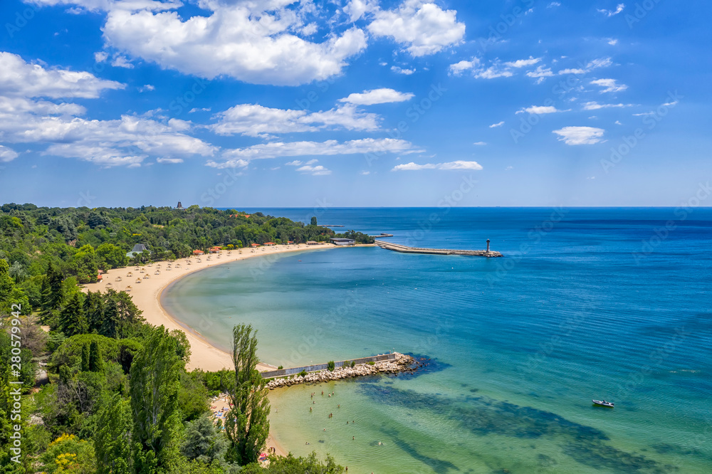 A beautiful aerial view to Euxinograd bay from the shore. Varna, Bulgaria