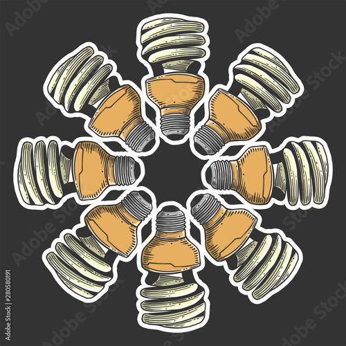 Mercury light bulb. Vector concept in doodle and sketch style. Hand drawn illustration for printing on T-shirts, postcards.