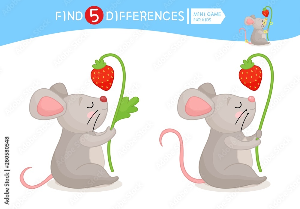 Vetor de Find differences. Educational game for children. Cartoon ...