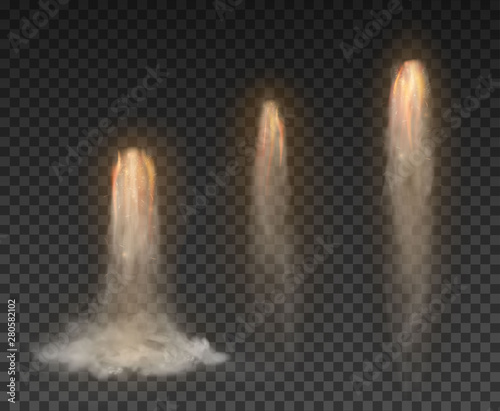 Space rocket bomb Smoke isolated on transparent background