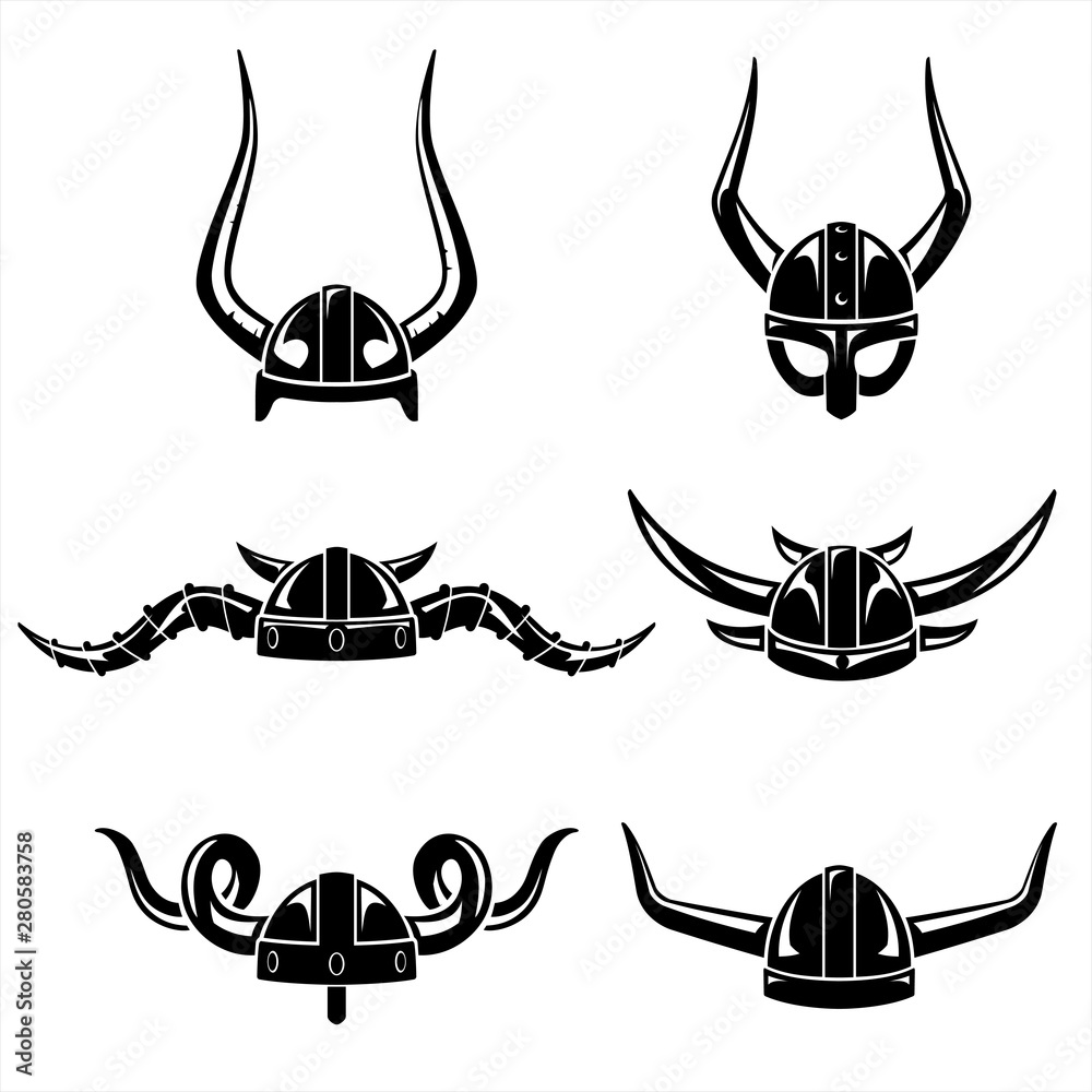 Vecteur Stock Fantasy Viking Helm Set Shadow | Adobe Stock