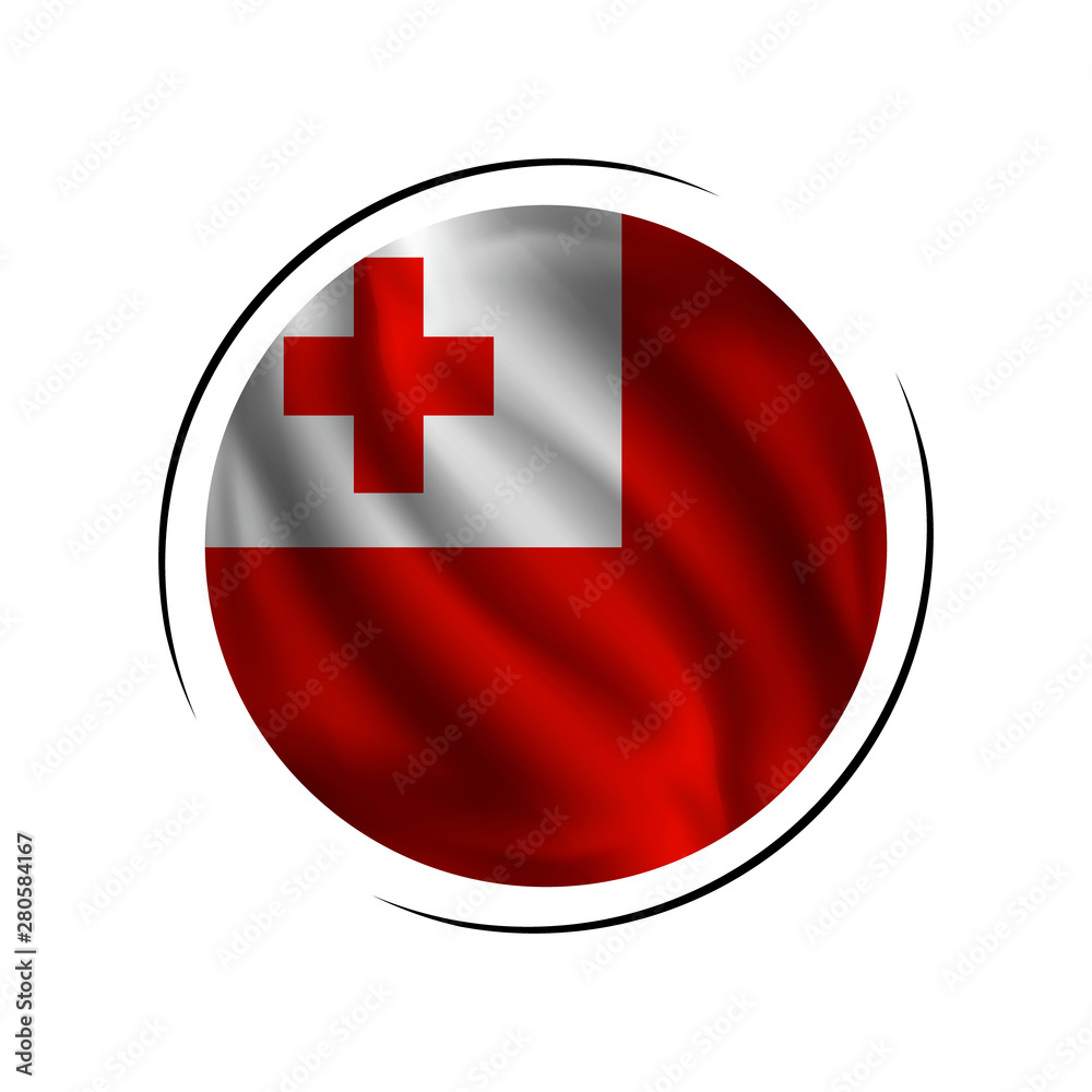 Waving Tonga flag, the flag of Tonga, vector illustration Waving Tonga flag, the flag of Tonga, vector illustration