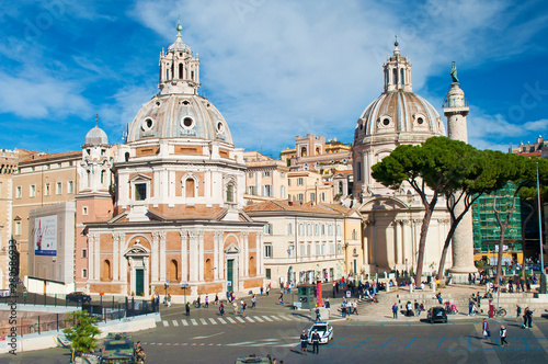 View of Piazza Venezia  Chiesa di Santa Maria di Loreto and Colonna Traiana