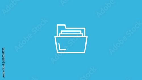 Folder Files Line Icon Animation with Alpha stock video