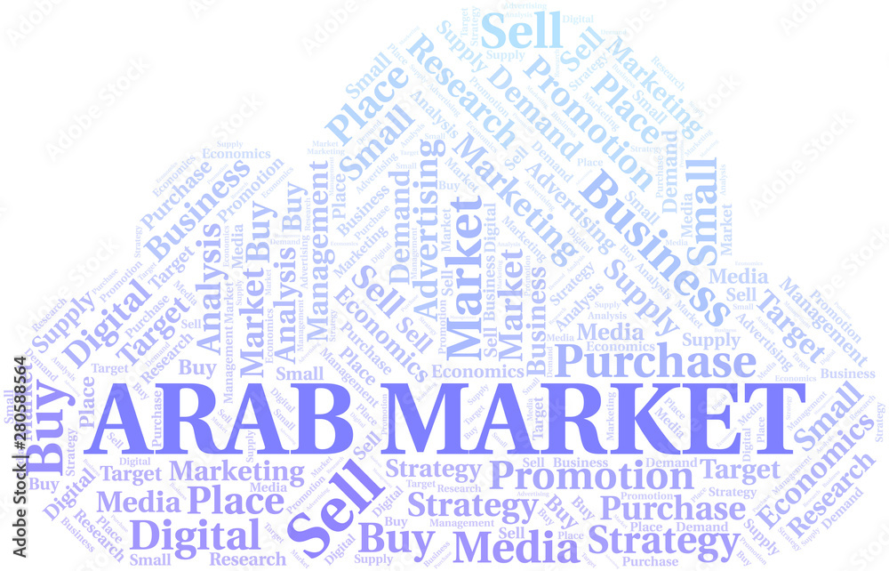 Obraz premium Arab Market word cloud. Vector made with text only.