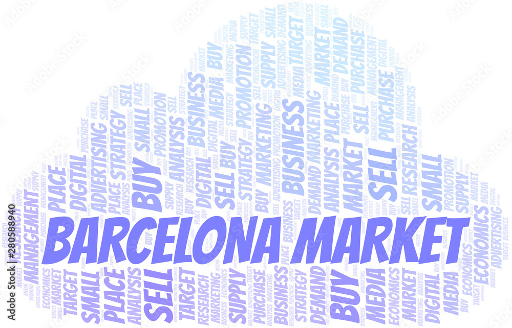 Barcelona Market word cloud. Vector made with text only. Barcelona Market word cloud. Vector made with text only.