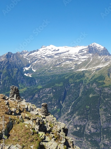 The Alps during a sunny summer day in Val Bognanco, near the town of Domodossola, Italy - June 2019.