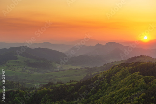 Beautiful sunset in Pieniny Mountains © M.Gierczyk
