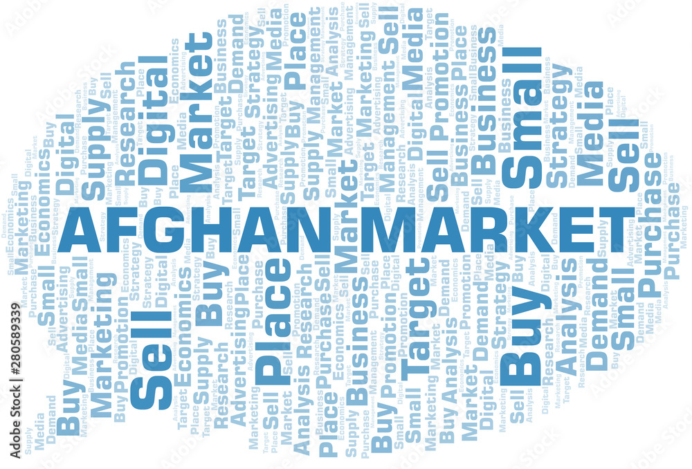 Fototapeta premium Afghan Market word cloud. Vector made with text only.