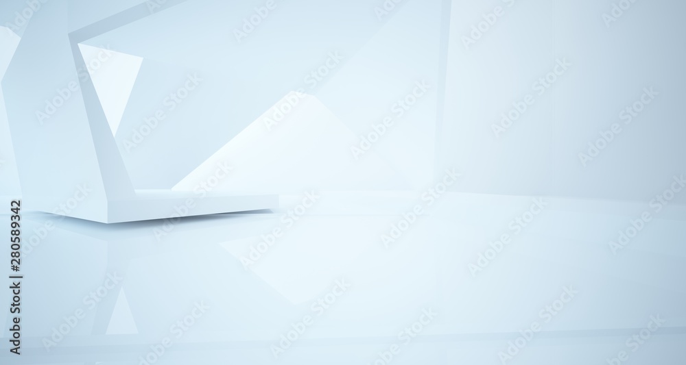 Fototapeta premium Abstract white interior with window. 3D illustration and rendering.
