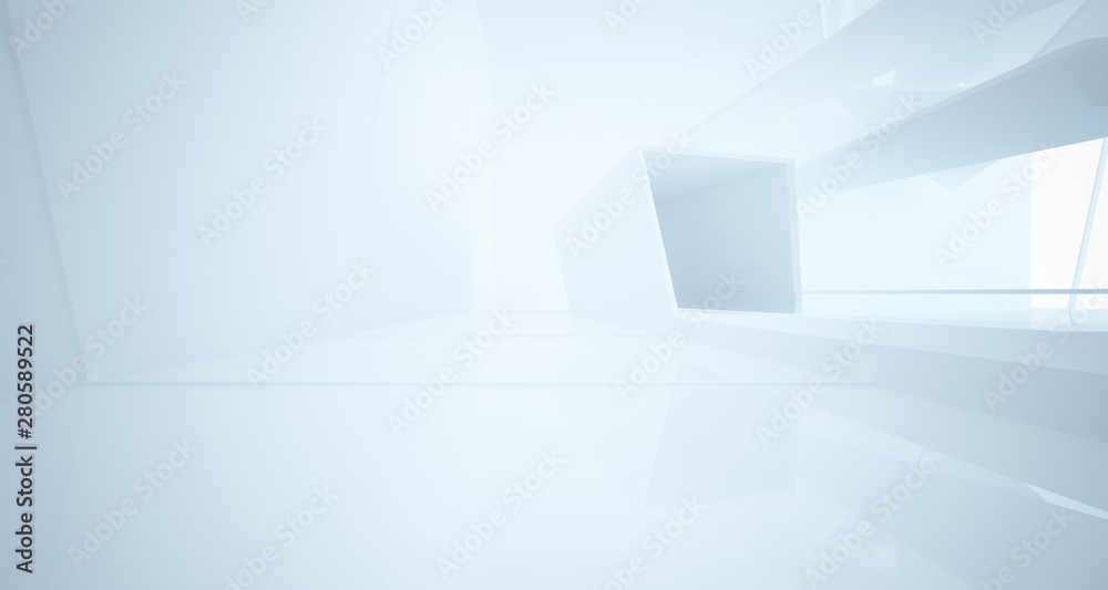 Abstract white interior with window. 3D illustration and rendering. Abstract white interior with window. 3D illustration and rendering.