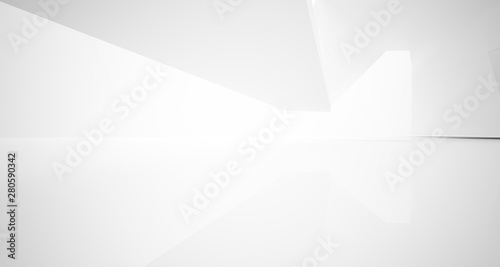 Abstract white interior with window. 3D illustration and rendering.